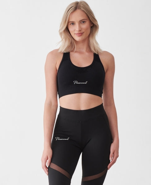 Embroidered Paramount Panelled leggings (Black)