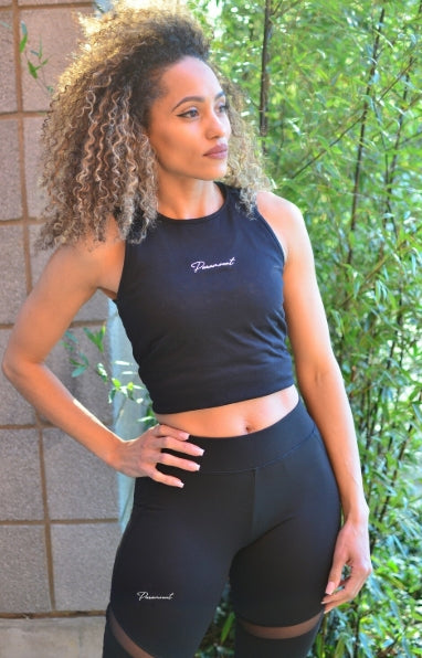 Embroidered Paramount Panelled leggings (Black)